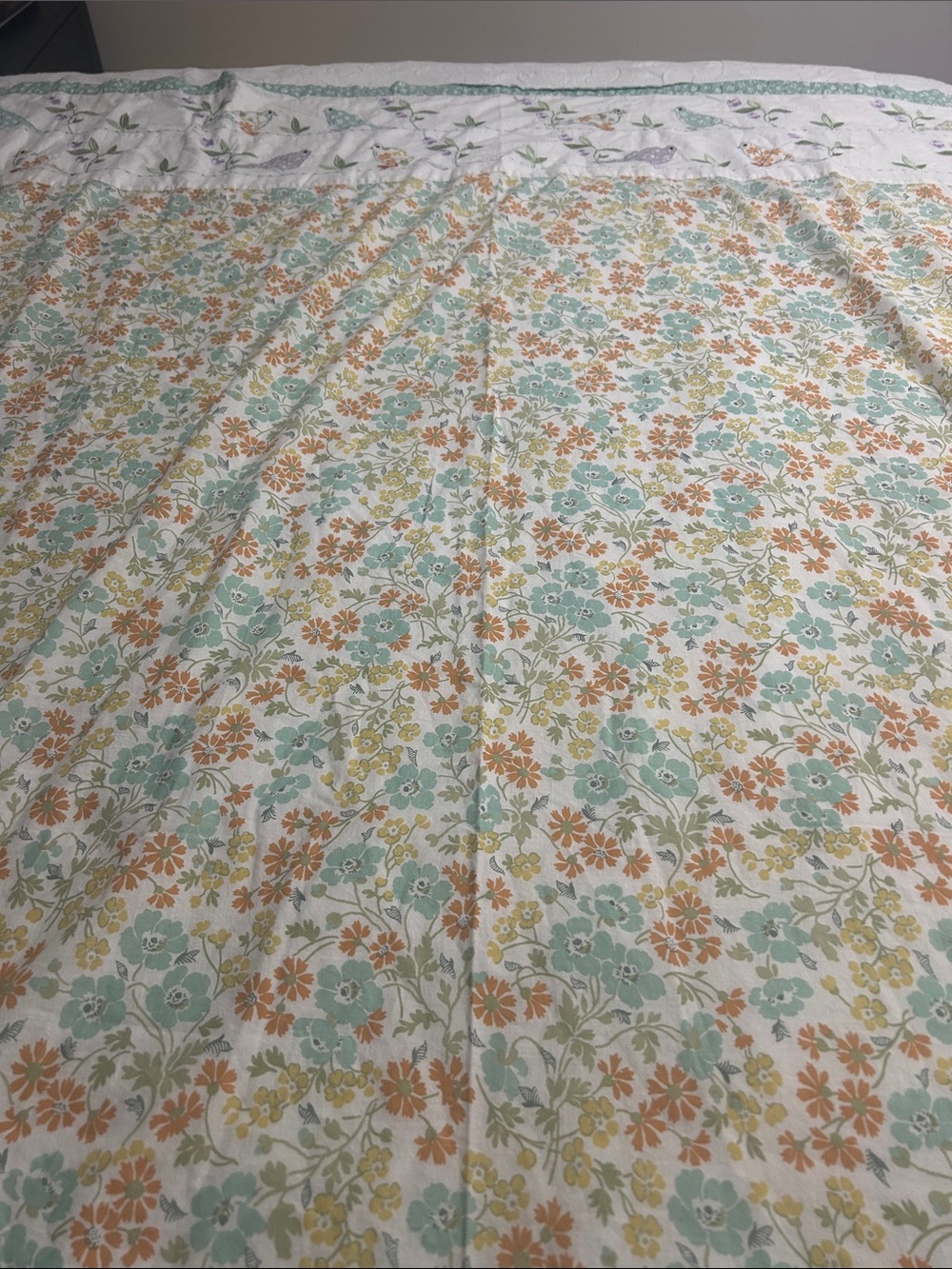 Vintage Floral with Mint, Peach, and Yellow Flowerst 67x65 Shower Curtain